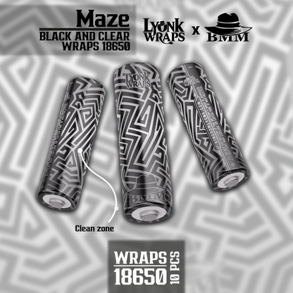 BMM Maze Black And Clear 18650 / 10 wraps in the package