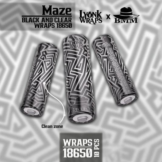 BMM Maze Black And Clear 18650 / 10 wraps in the package