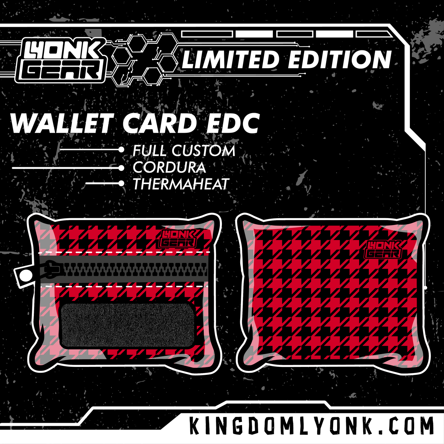 Wallet Card - Houndstooth - Red Stardust